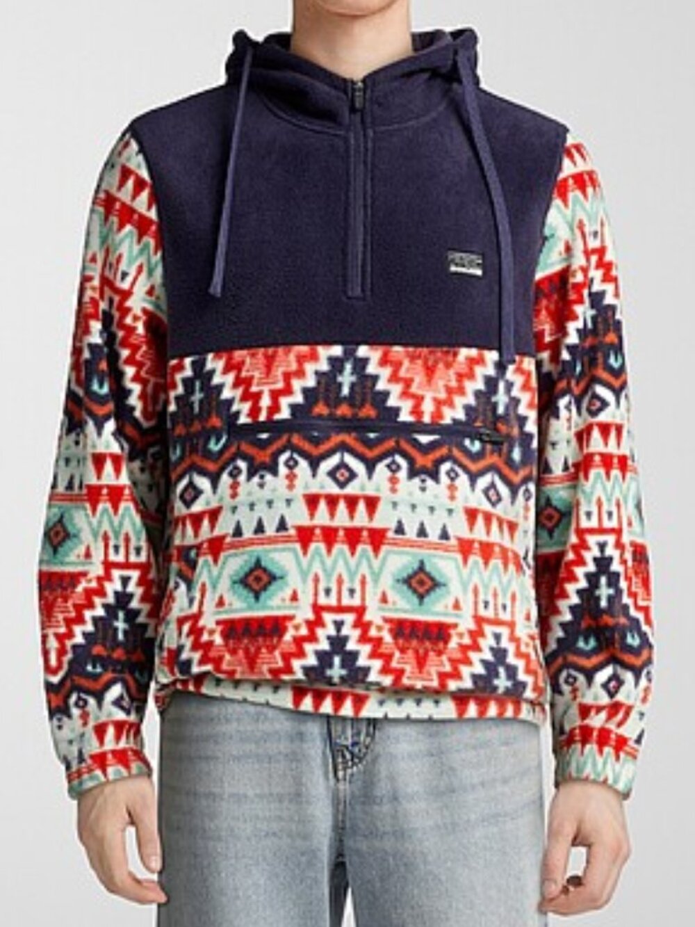 Free Nature Geometric Polar Fleece Hoodie Men’s L NWT Simons